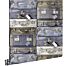 wallpaper vintage suitcases blue and brown from ESTA home