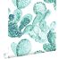 wallpaper aquarelle painted cacti grayish turquoise from ESTAhome