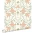 wallpaper vintage flowers in art nouveau style cream white, soft pink and grayish green from ESTAhome