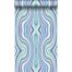 wallpaper graphic lines turquoise and purple from Origin Wallcoverings