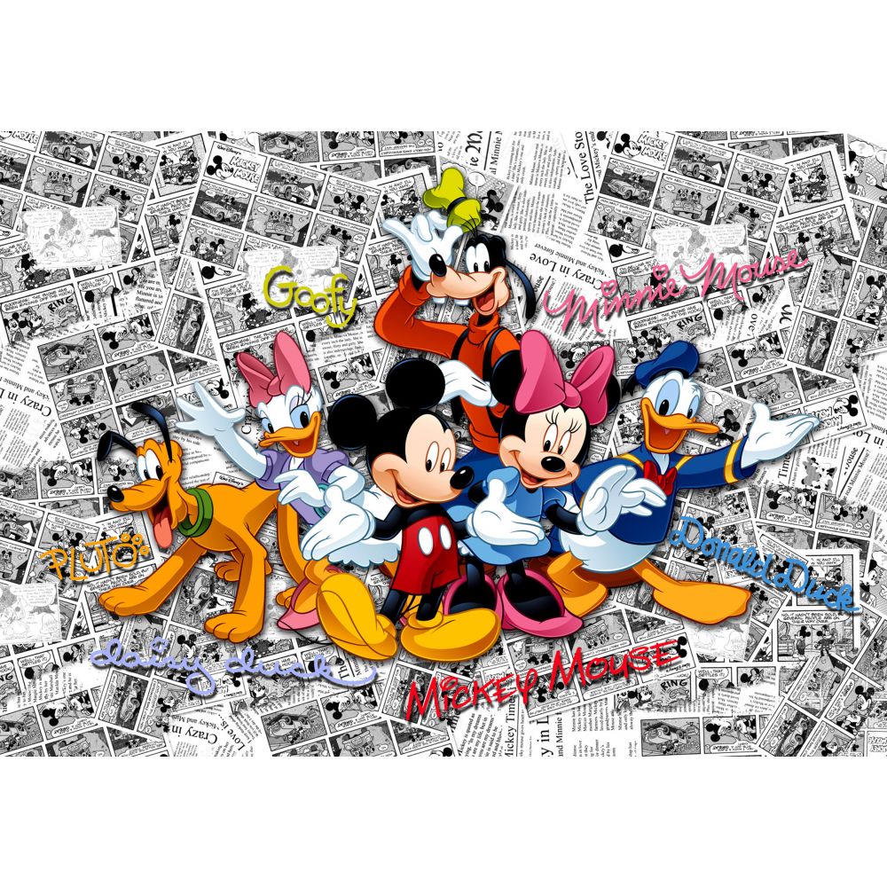 Engage moisture wash wall mural Mickey Mouse pink, blue and yellow from Disney - wallpaper