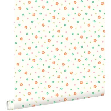 wallpaper flowers lime green and orange from ESTAhome