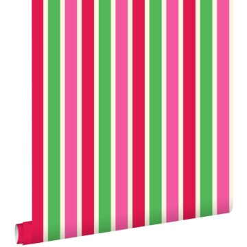 wallpaper stripes red and green from ESTAhome
