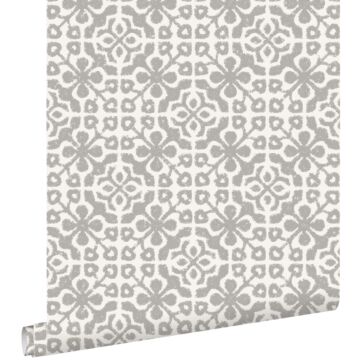 wallpaper worn tiles taupe from ESTAhome