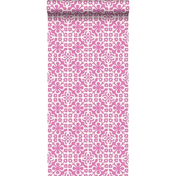 wallpaper worn tiles pink from ESTAhome