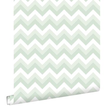 wallpaper zigzag motif mint green and white from ESTAhome