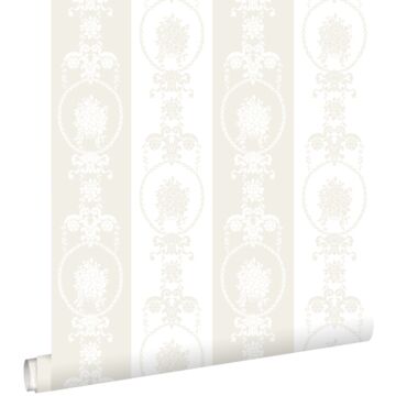 wallpaper baroque print white and silver from ESTAhome