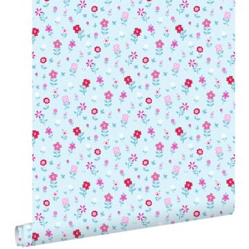 wallpaper flowers turquoise from ESTAhome