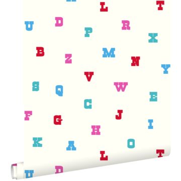 wallpaper alphabet turquoise and pink from ESTAhome