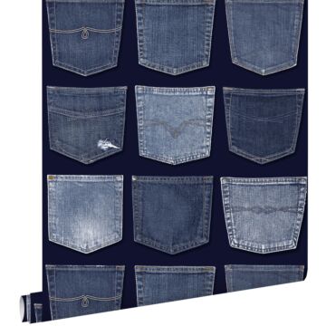 wallpaper jeans pockets blue from ESTAhome
