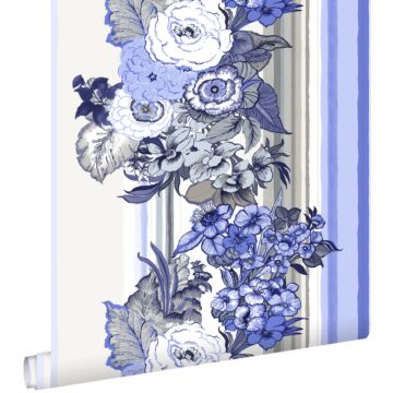 wallpaper vintage flowers indigo blue from ESTAhome