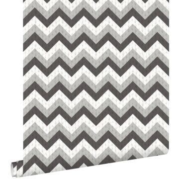 wallpaper zigzag motif black and gray from ESTAhome