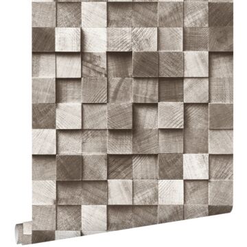 wallpaper 3D wood effect brown from ESTAhome