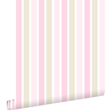 wallpaper vertical stripes light pink, beige and white from ESTAhome