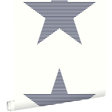 wallpaper striped star dark blue on white from ESTAhome