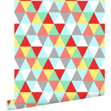 wallpaper triangles red, yellow and blue from ESTAhome