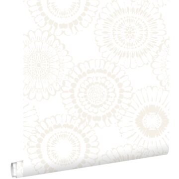 wallpaper flowers silver and white from ESTAhome