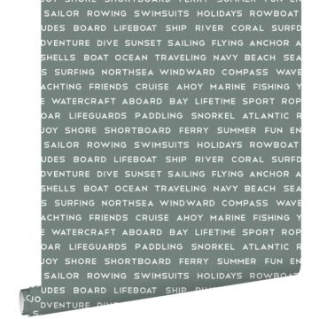 wallpaper maritime beach texts grayish green from ESTAhome