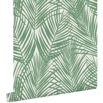 wallpaper palm leaves jade green from ESTAhome