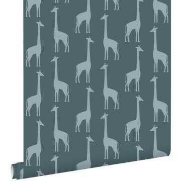 wallpaper giraffes greyish dark blue from ESTAhome