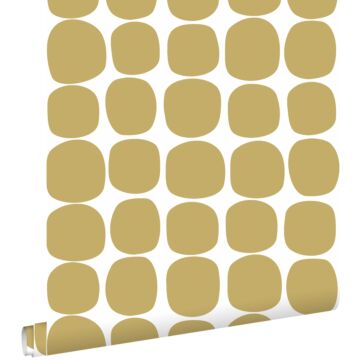 wallpaper graphic motif mustard and white from ESTAhome