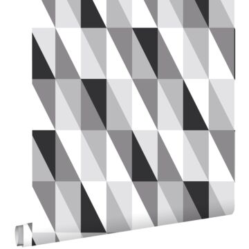 wallpaper graphical triangles black, gray and white from ESTAhome