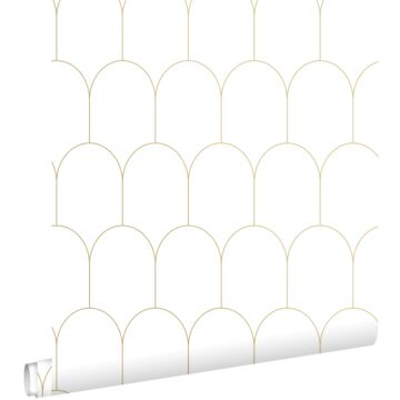 wallpaper art deco motif white and gold from ESTAhome
