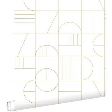 wallpaper art deco motif white and gold from ESTAhome