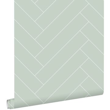wallpaper herring bone pattern mint green and white from ESTA home