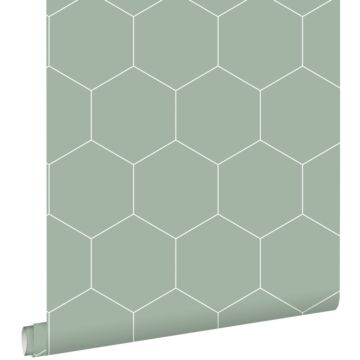 wallpaper hexagon grayish green and white from ESTAhome