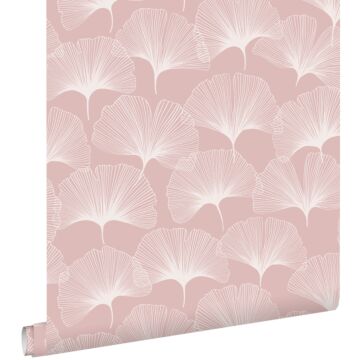 wallpaper ginkgo leaves soft pink from ESTAhome