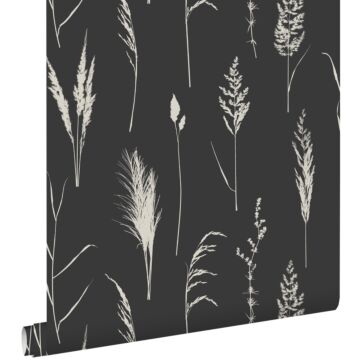 wallpaper pampas grass anthracite gray from ESTAhome