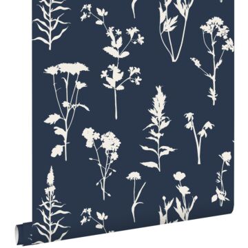 wallpaper wildflowers dark blue from ESTAhome