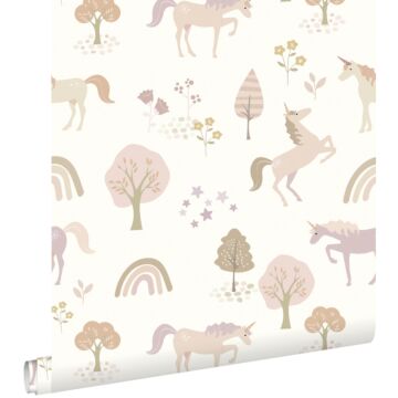 wallpaper unicorns beige and soft pink from ESTAhome