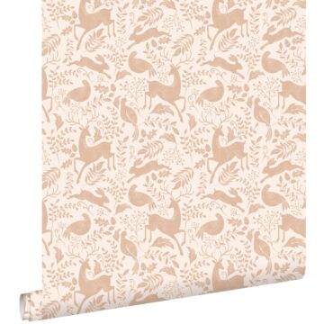 wallpaper forest with forest animals light terracotta from ESTAhome