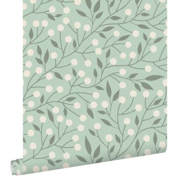wallpaper floral pattern mint green from ESTAhome