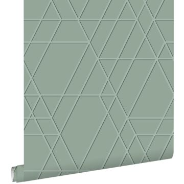 wallpaper graphic 3D grayed mint green from ESTAhome