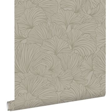 wallpaper ginkgo leaves taupe from ESTAhome