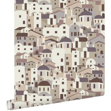 wallpaper mediterranean houses beige and gray from ESTAhome
