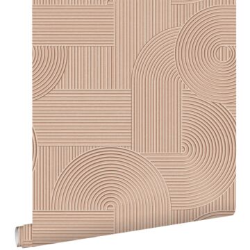 wallpaper graphic 3D terracotta pink from ESTAhome