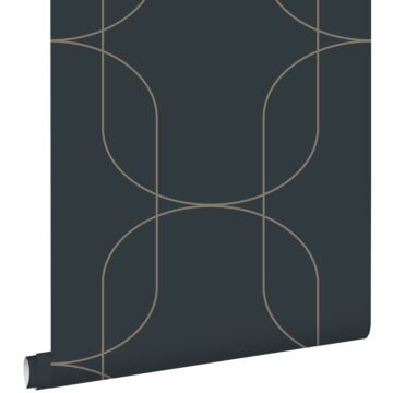 wallpaper geometric shapes dark blue from ESTAhome