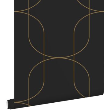 wallpaper geometric shapes black and gold from ESTAhome