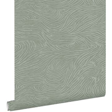 wallpaper 3d waves grayed mint green from ESTAhome