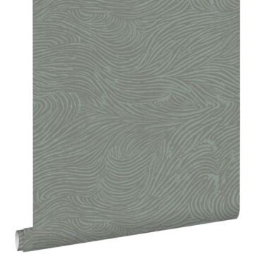 wallpaper 3d waves grayish green from ESTAhome