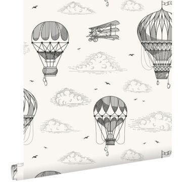 wallpaper air balloons black and white from ESTAhome