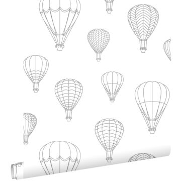wallpaper air balloons gray and white from ESTAhome