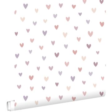 wallpaper little hearts terracotta and lilac purple from ESTAhome
