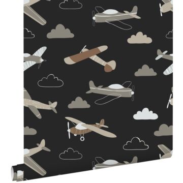 wallpaper airplanes black and brown from ESTAhome