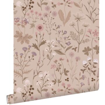 wallpaper wildflowers lilac pink from ESTAhome