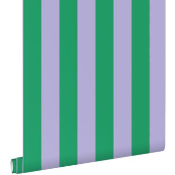 wallpaper stripes green and lilac purple from ESTAhome